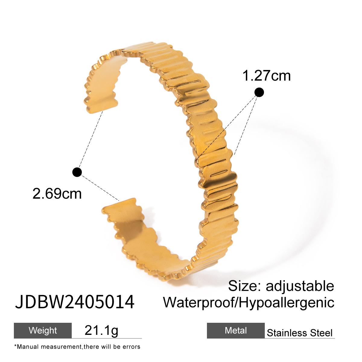 

Геометрический тисненый открытый браслет из 18-каратного золота из нержавеющей стали, минималистичный дизайн
