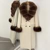 Atmosphere Detachable natural real fox fur collar wool coat women's new winter warm woolen coat
