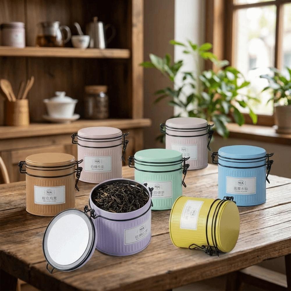 Tinplate Tea Tin Can Round Candy Jar Multi-functional Tea Packaging Box  Coffee