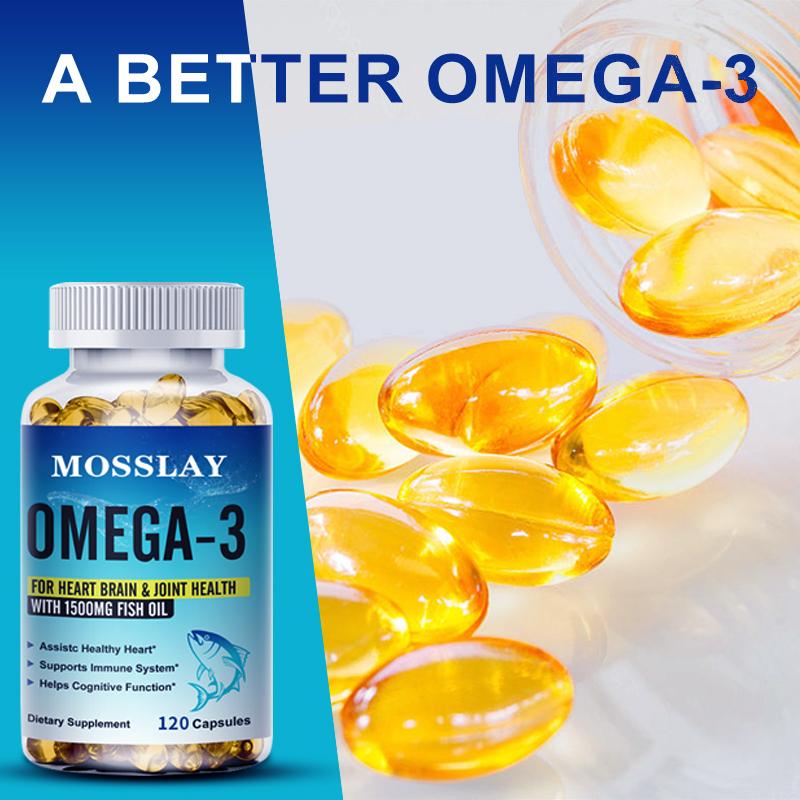 High-concentration Deep-sea Fish Oil Omega-3 Capsules, 1500 Mg Fish Oil Per Serving, Rich In EPA and DHA, Suitable for Adult Use.