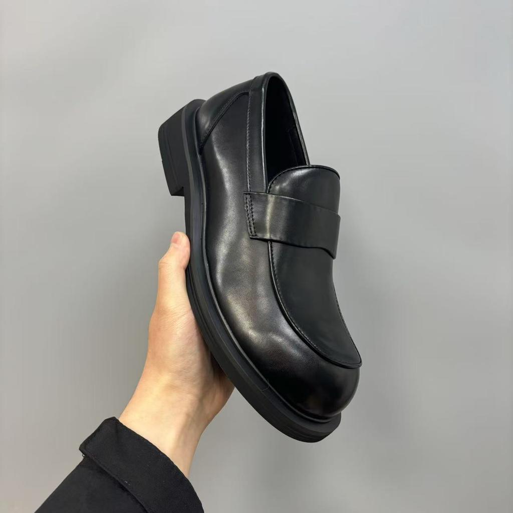 Leather Big Head Leather Shoes European Station Men's Business Casual Chelsea Boots Square Head Black Non-slip Versatile Breathable