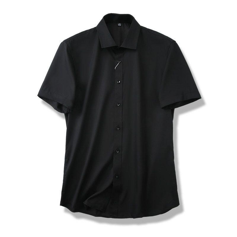 Business Casual Bamboo Fiber Non-Ironing Anti-Wrinkle Shirt Men's Short Sleeve Summer 2024 New Coat Export Stretch Shirt