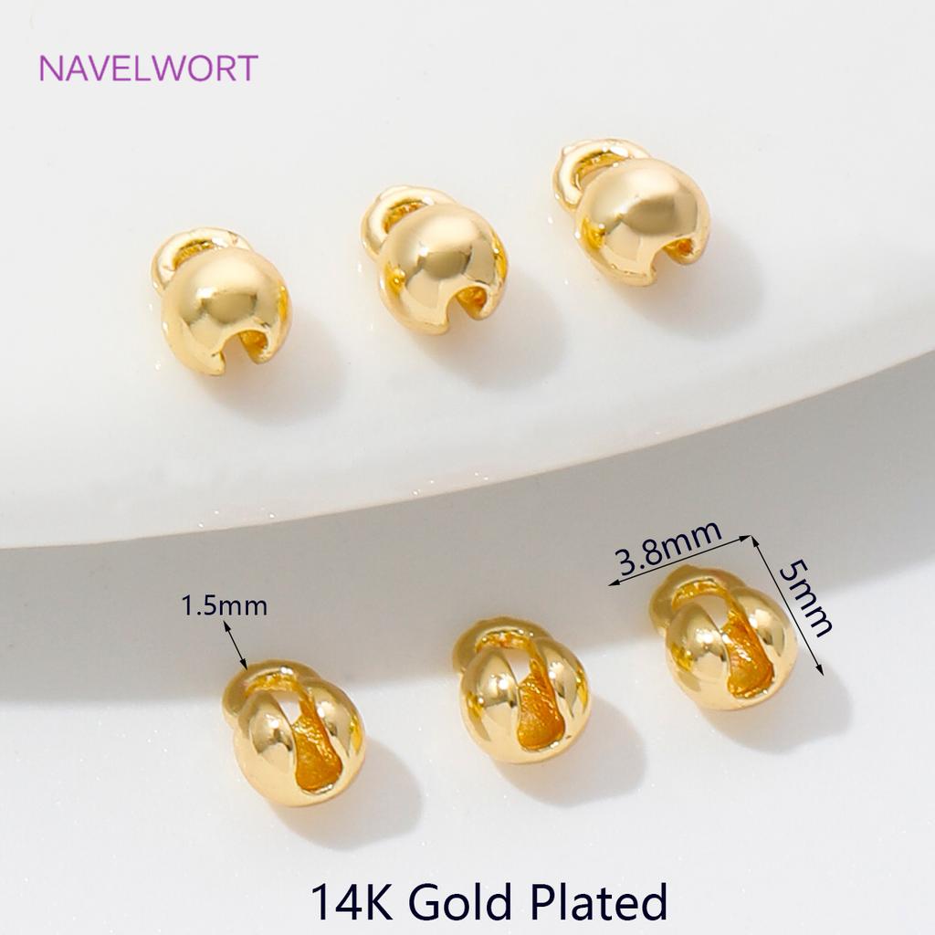 14/18K Gold Plated Crimp Beads,End Caps For Jewelry Making,Brass Clam Shell Bead Tip Crimp Ends Beads,DIY Jewelry Accessories