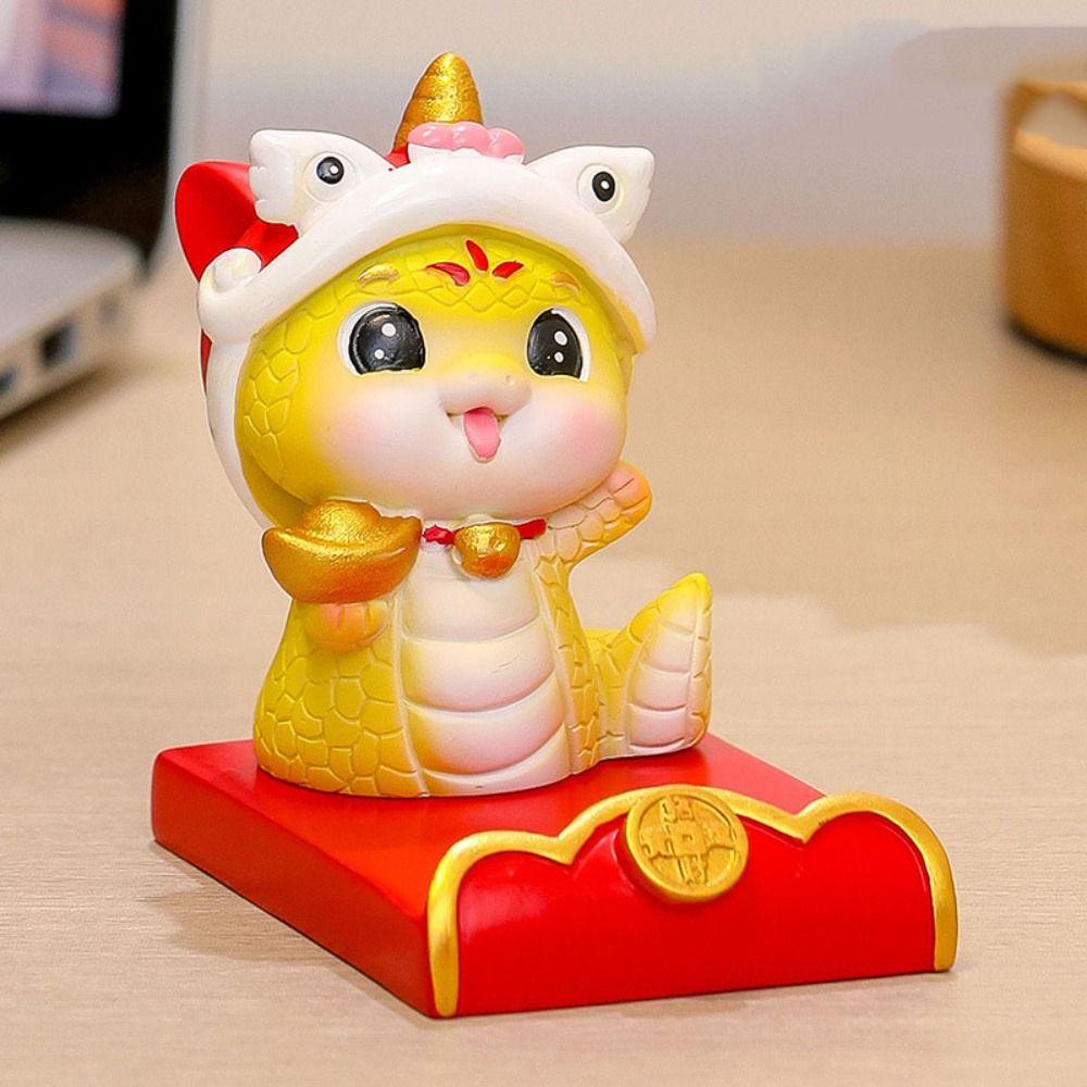 Resin Craft Mobile Phone Bracket Ornaments Slot Design Cute Cell Phone Holder  Spring Festival