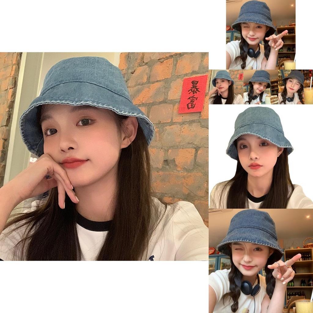 Stylish Denim Bucket Hat For Women Breathable Sun Protection Spring Summer Fashion