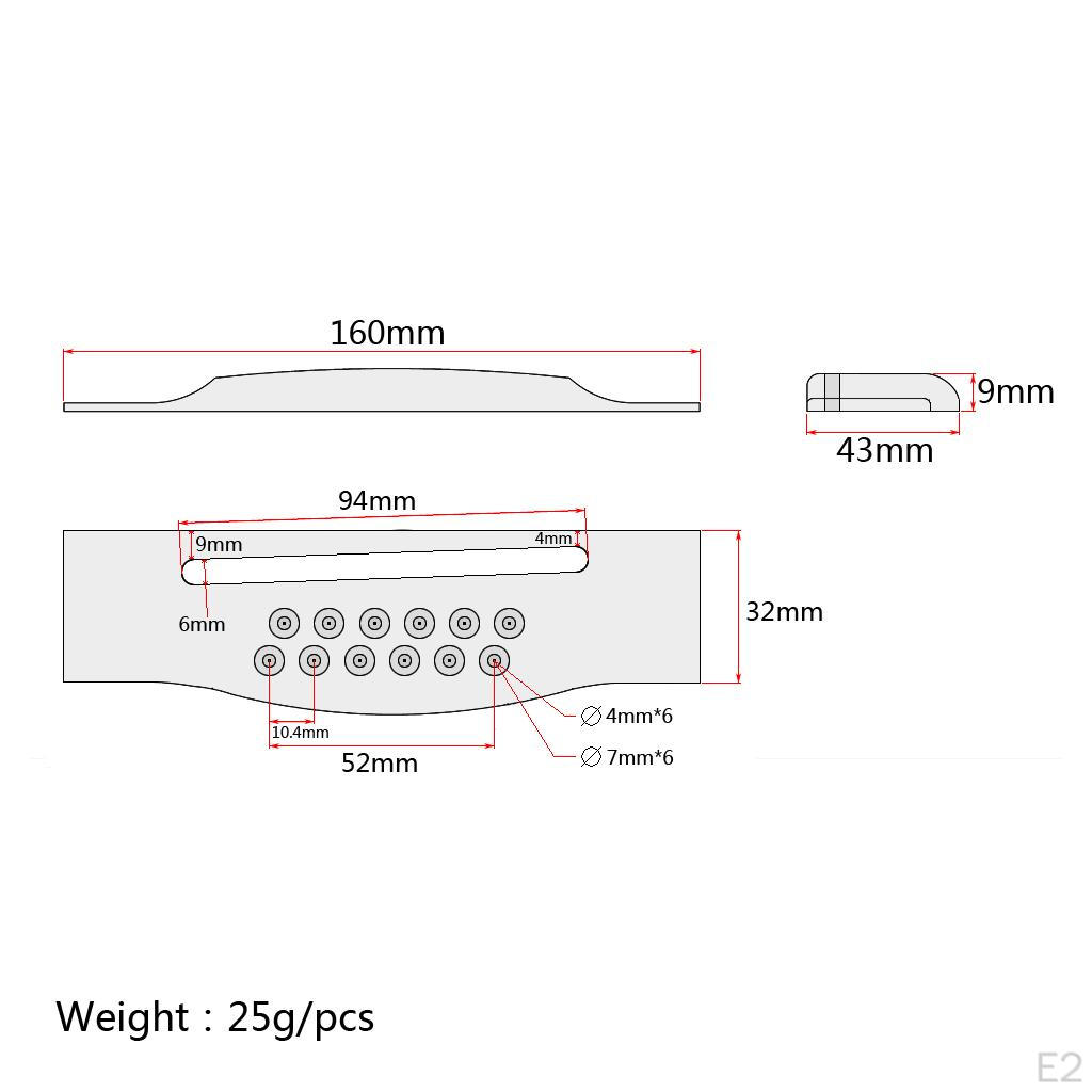 1 Piece DIY Rosewood Guitar Bridge For 12 Strings Acoustic Parts