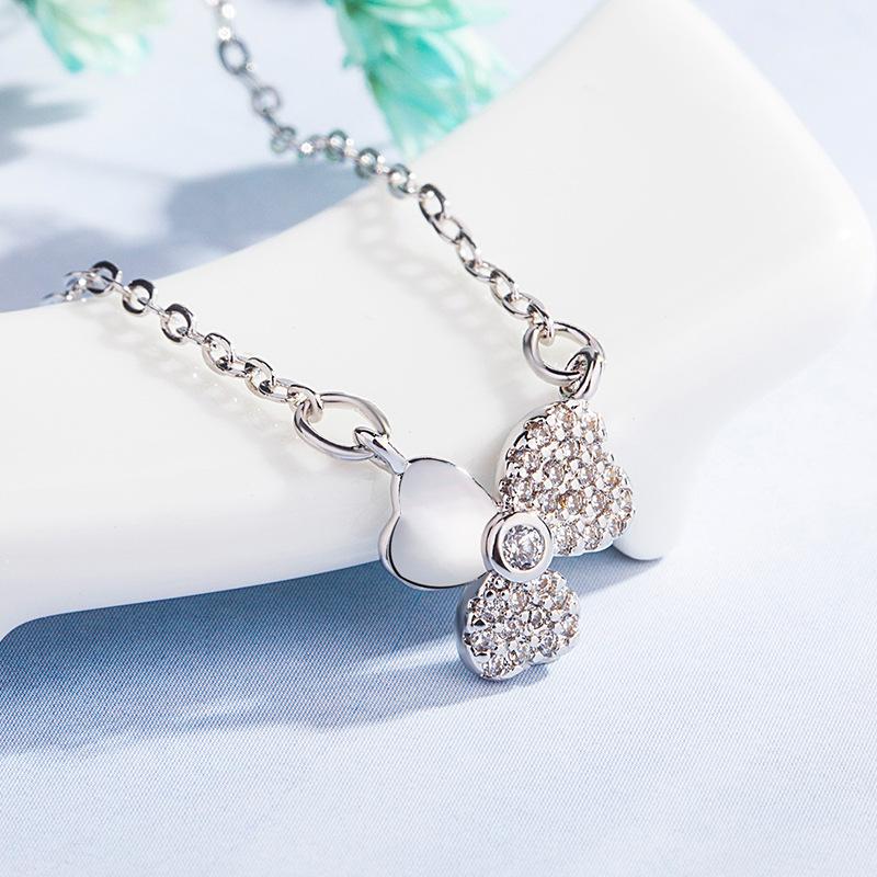 SACE GEMS Grass with Three Leaves Copper Alloy Purple Zircon Women Pendant Necklace Fashion Gift