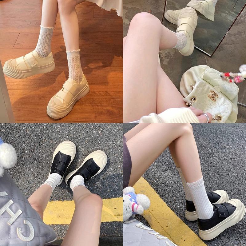 Studiolee lazy Velcro versatile little white shoes round head heightening platform biscuit shoes women's spring and autumn