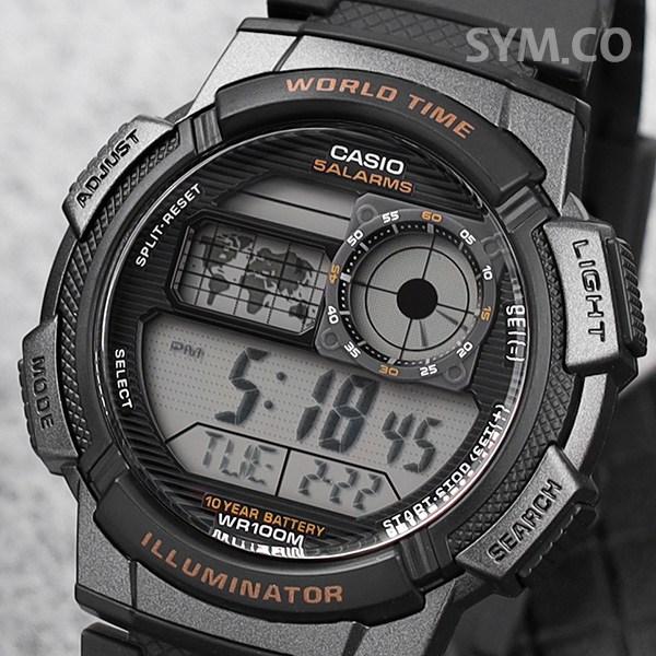 Casio Men's 100m Waterproof Digital Watch AE-1000W-1A + LCD Film Set