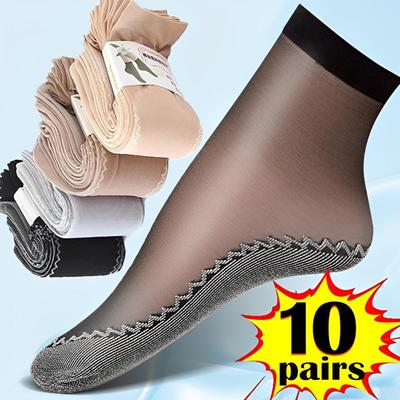 Ultrathin Transparent Socks for Summer Cotton Silk Thin Socks Lady Lace Mesh Elastic Socks Patchwork Crystal Ankle Socks Female Short Socks