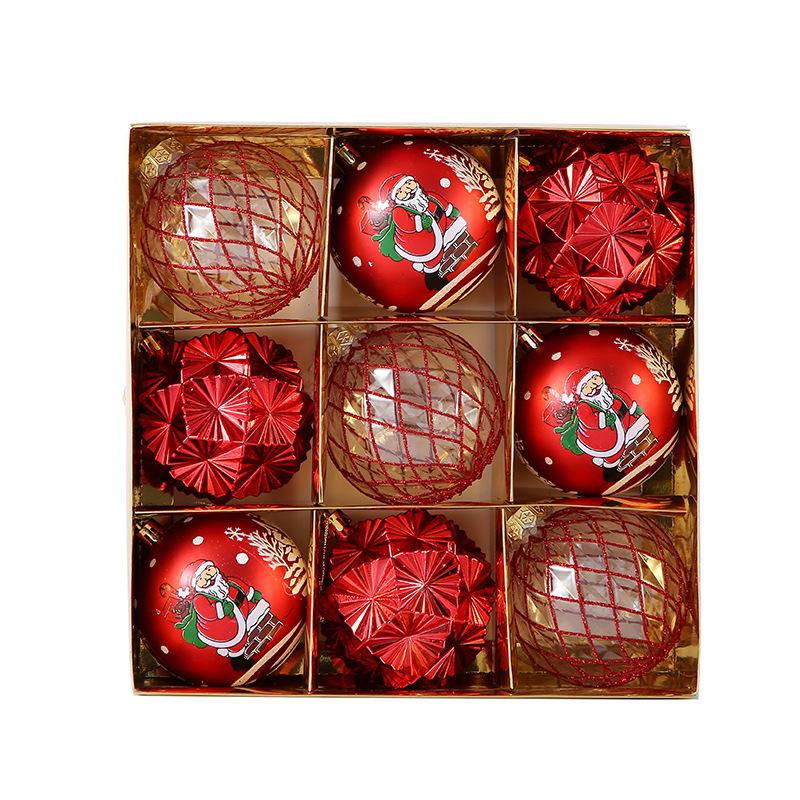 

Изысканный набор рождественских шаров 8 см, 9 шт., украшение для елки, рождественский шар, красивый дизайн, подарочный шар 26cm * 26cm * 9cm