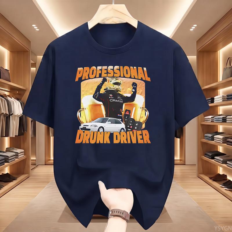 Professional Drunk Driver T-Shirt Men Drinking and Driving Tee Funny Beer Graphic Tees Party Clothes T Shirt Tops