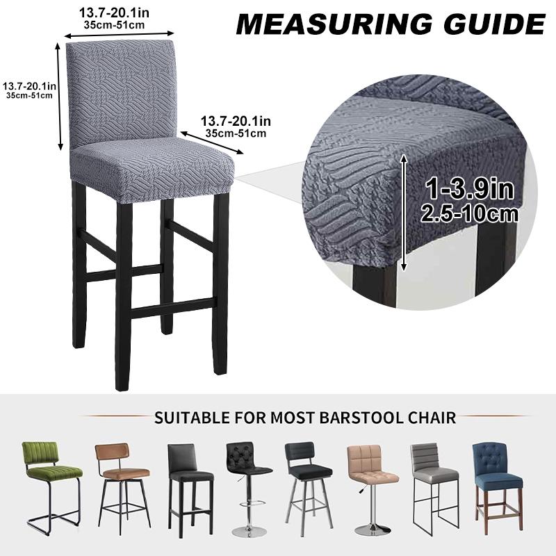 Jacquard Bar Chair Cover Short Back Scandinavian Stool Seat Covers Slipcovers Hotel Dining Small Size Solid Color Chair Case 1pc