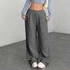 Casual Wide-Leg Corduroy Pants with Elastic Waistband and Pockets Autumn and winter Loose Drawstring Pocket Casual Versatile Women's Pants