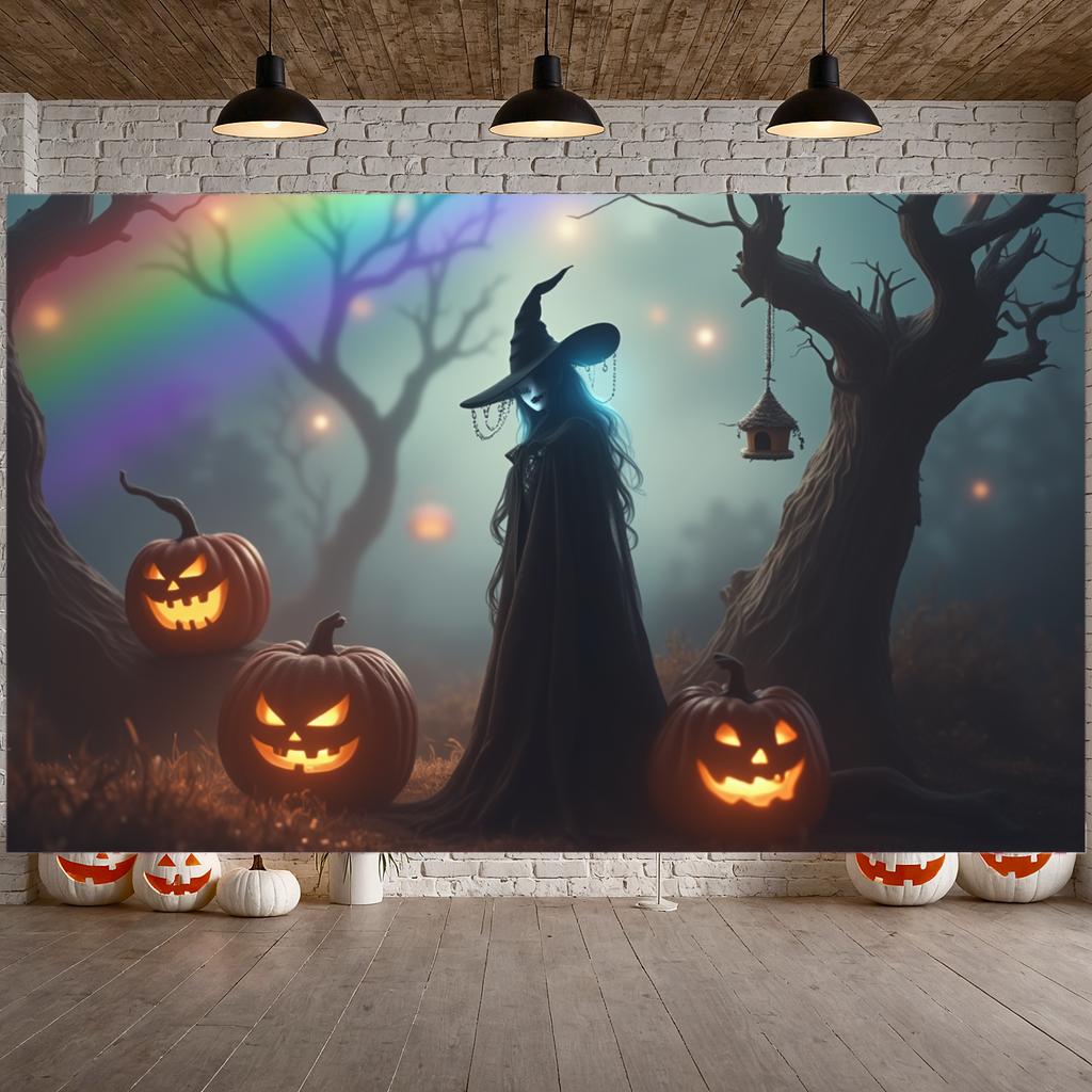 Halloween Decor Spooky Setting Fantasy Scene Spooky Decoration Outdoor Scene Witch Banner For Night Event Photo Background