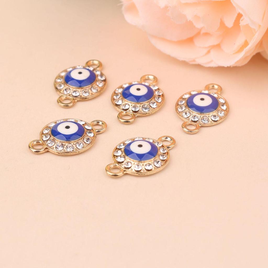 Blue Devil Eye Double Pendant Jewelry Accessory for Bracelets, Necklaces, and Earrings