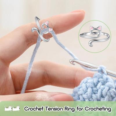 Alloy Crochet Rings Women Adjustable Sewing Accessories Crochet Tension Ring Silver Household Cat Yarn Guide Ring