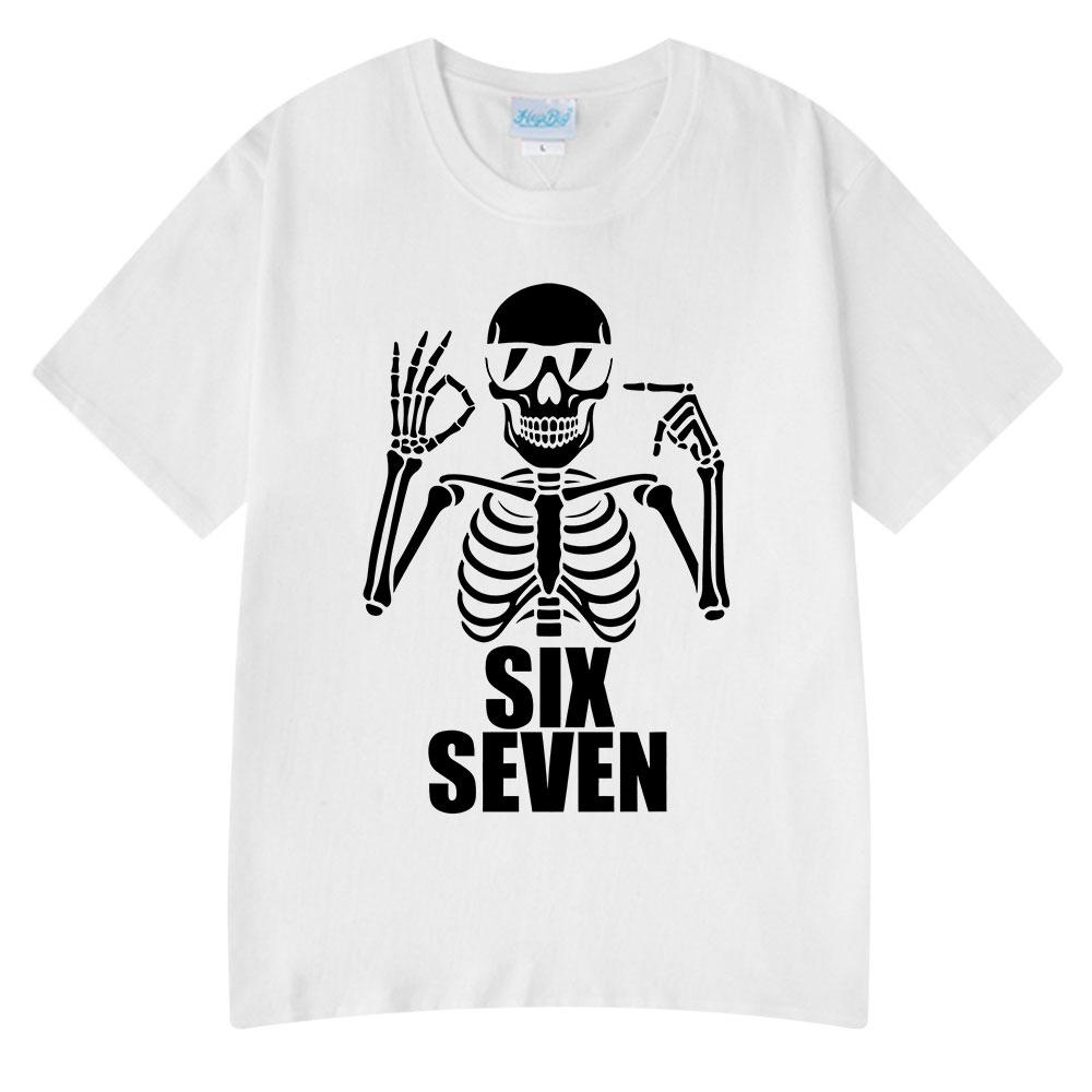 

Six Seven 67 Funny Skeleton Hands Meme T Shirts Unisexs Women Clothing Fashion Cotton Casual Short Sleeve Tshirt Streetwear 4XL