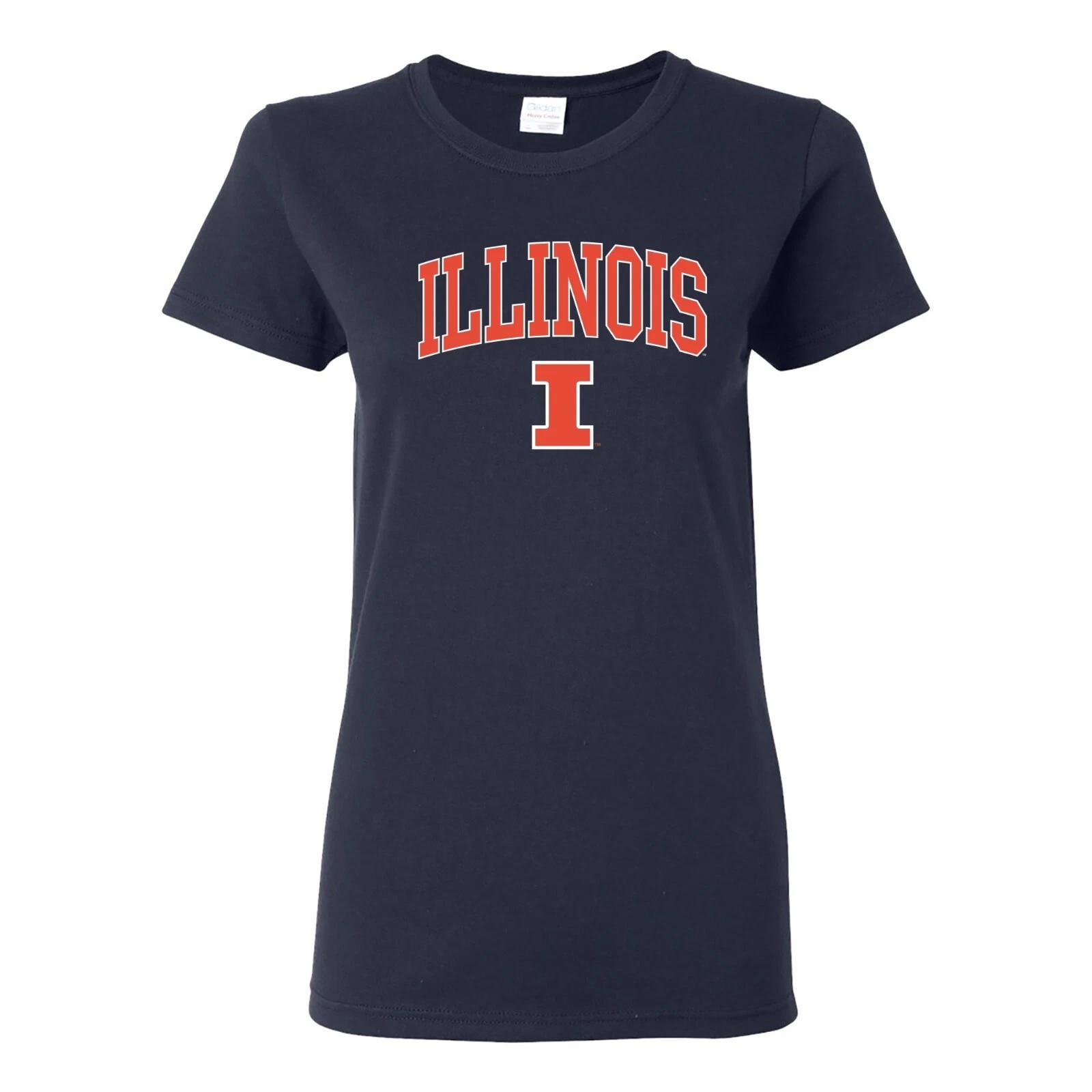 Illinois Fighting Illini Arch Logo Womens T-Shirt - Navy XL