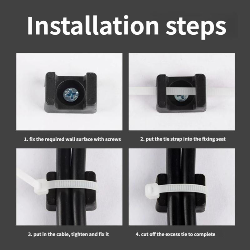 Universal Magnetic Wire Tie Holders Including 22mm Magnets Base and Tie for Indoor Outdoor Cable Management