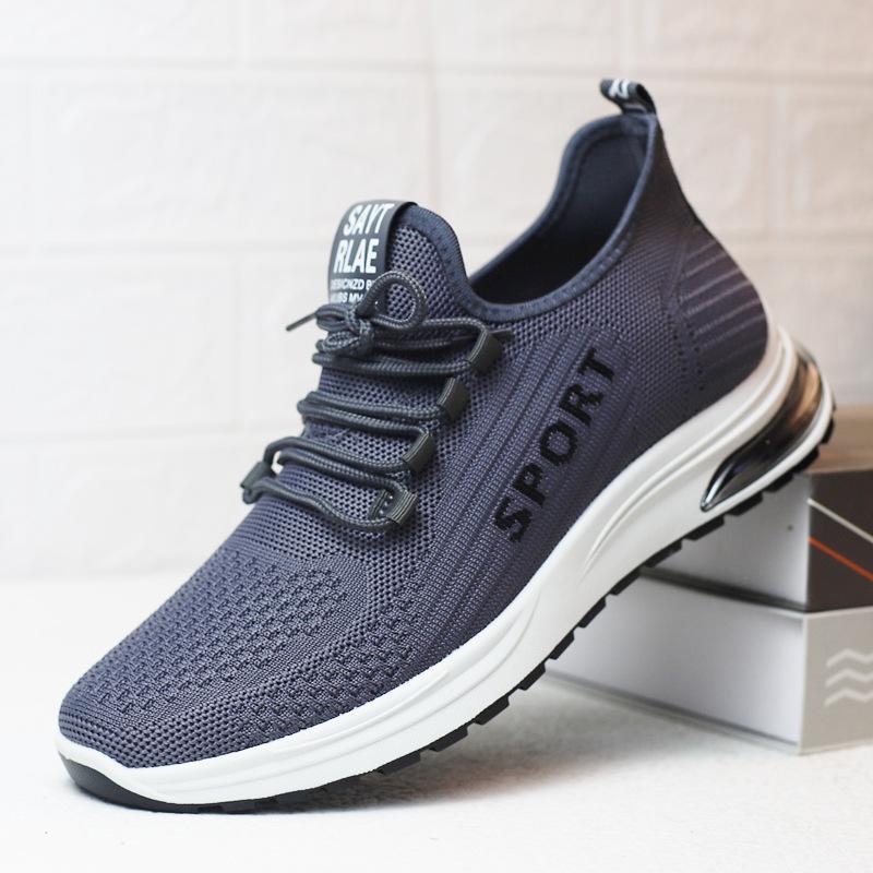 Men's casual shoes air cushion sports shoes fly-woven breathable soft sole lightweight spring new cloth shoes
