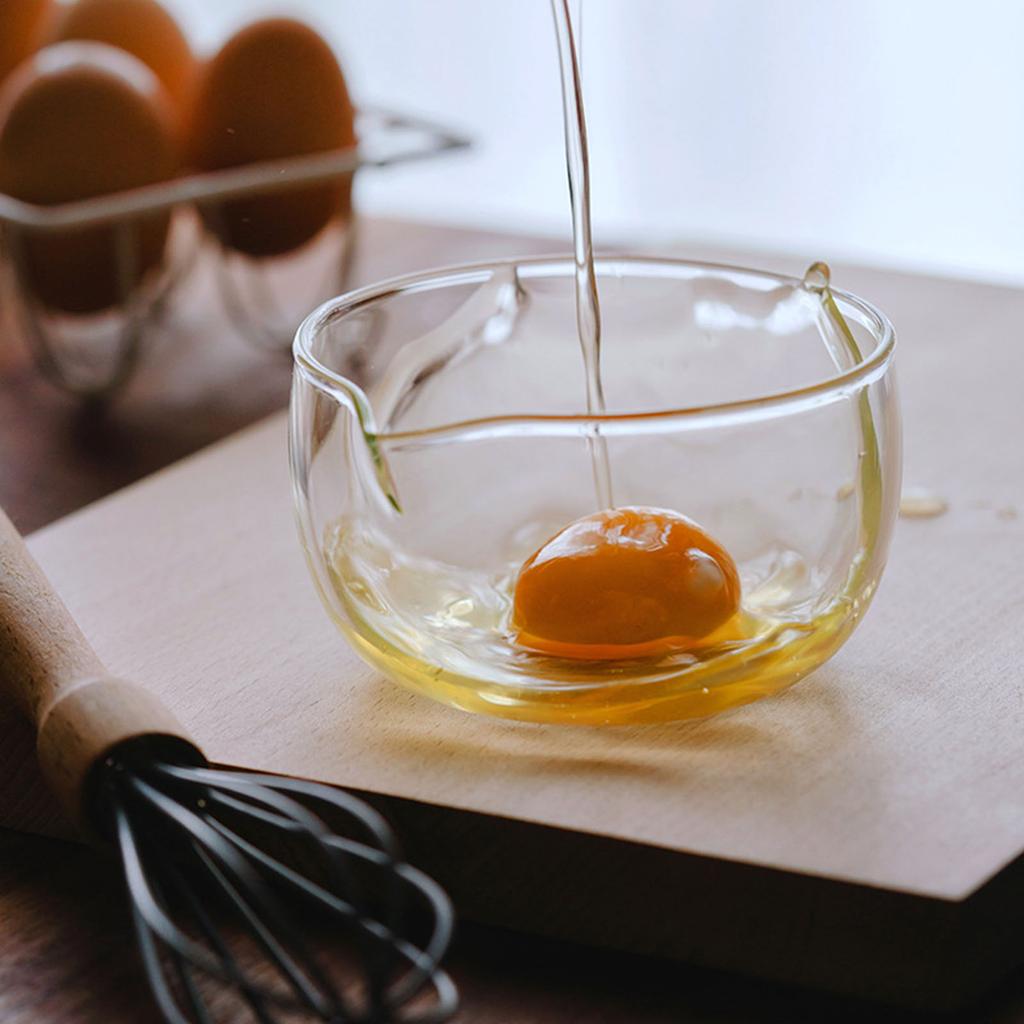 Heat Resistant Glass Mixing Bowl 350/600ml Salad Bowl with Drainage Nozzle Milk Coffee Cup Food Container Enduring