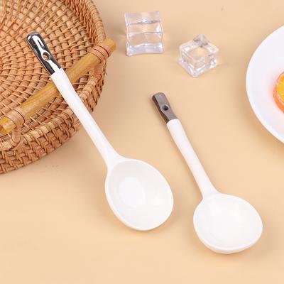 Porcelain White High Appearance Level Ceramic Spoon Household Soup Spoon Long Handle Eating Spoon Ladle Kitchen Tableware