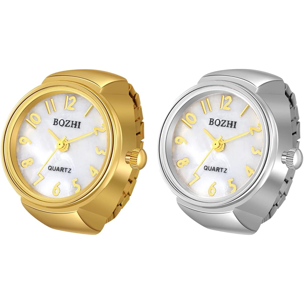 Jewelrywe Shell Analog Ring Watch Silver Free Size Women s Men s Accessory with Numeric Dial