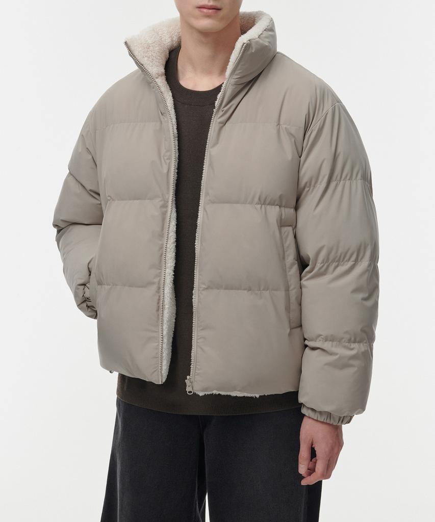 Musinsa Standard Daily Puffer Reversible Fleece Short Padded Jacket [Dusty Beige/Cream]