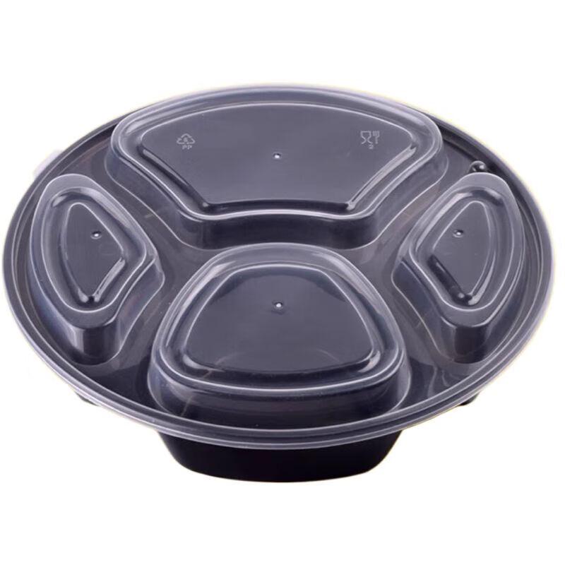 Einweg Runde 4-Fach Mahlzeit Vorbereitungsbehälter mit Deckeln, 1000ml, 150 Sets