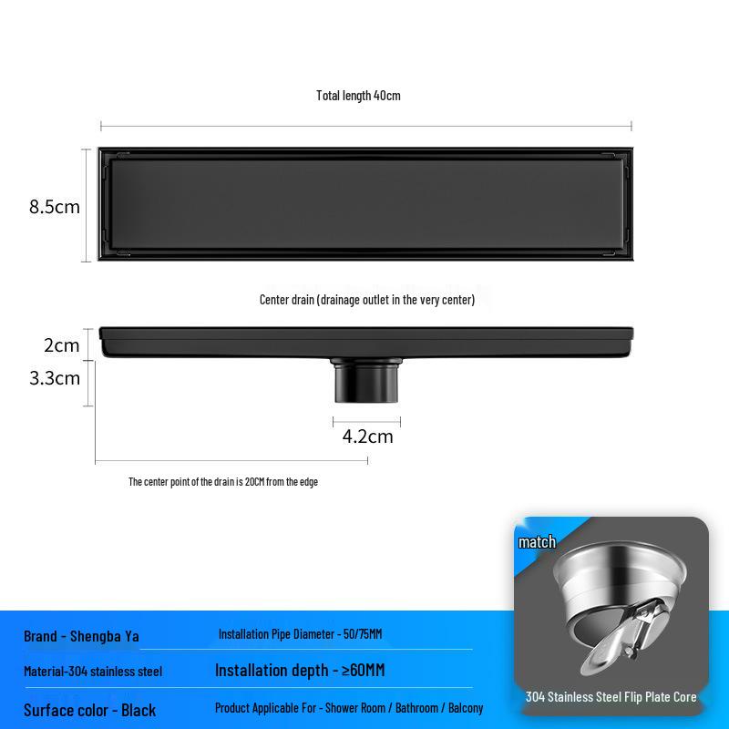 Bright Light 304 Stainless Steel Invisible Floor Drain - Odor-Resistant for Hotel Showers