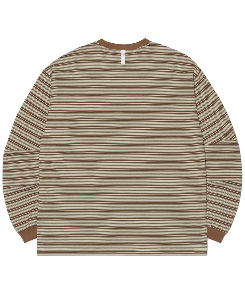 Nomaenyueol Offbeat Stripe Long Sleeve Tee - Brown