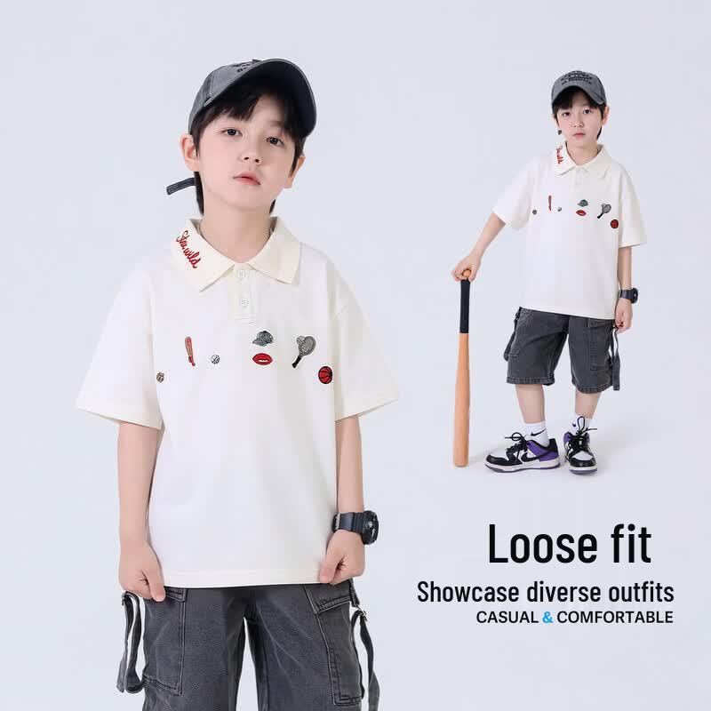 Boys' Summer Cotton Polo T-Shirt