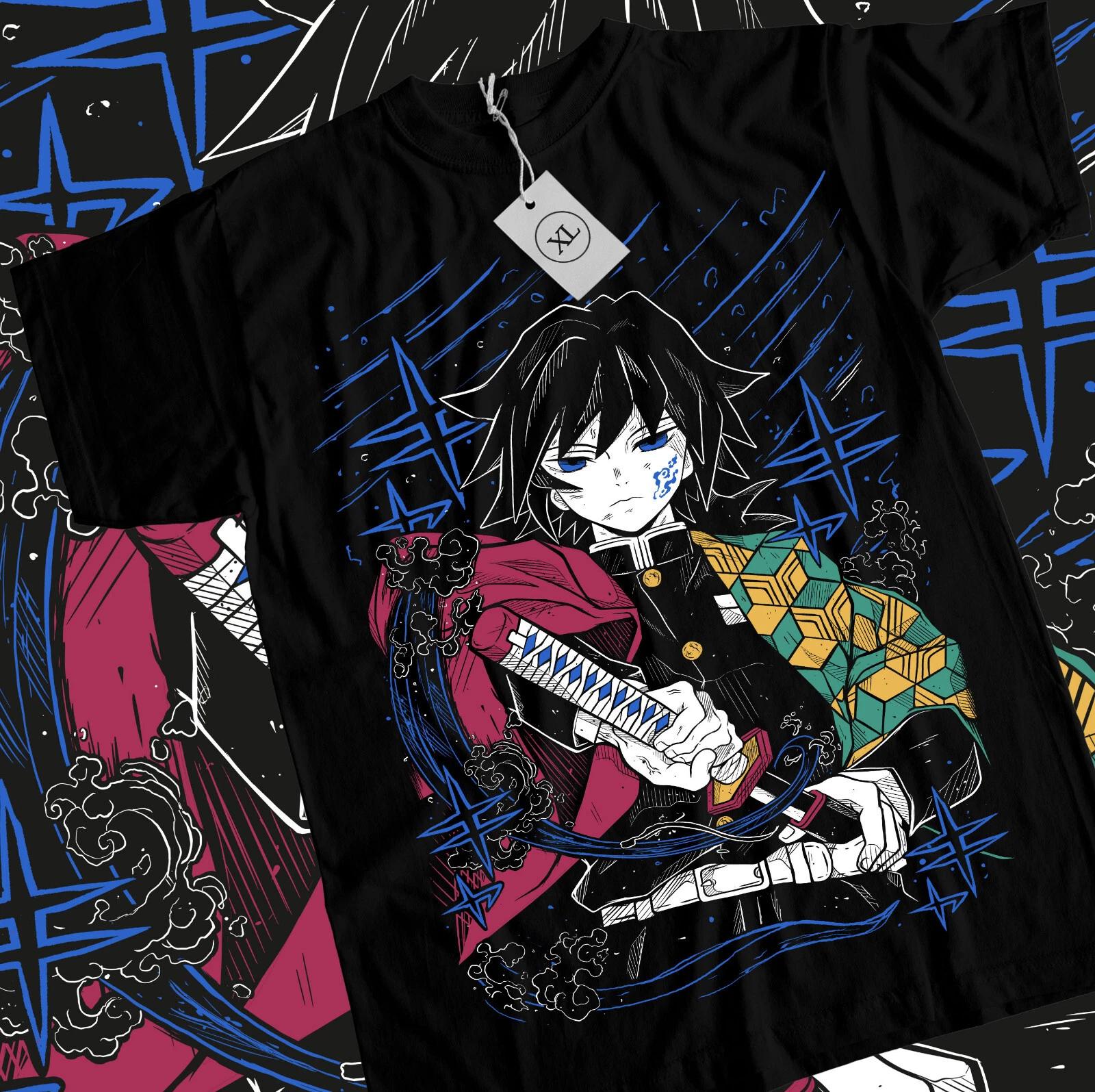 

Giyu Tomioka T-Shirt Demon Slayer Kimetsu No Yaiba Anime Black Shirt Size S_5XL L