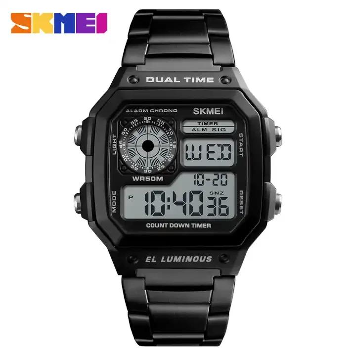 Relojes SKMEI 1335 Men s LED Display Classic Electronic Square Watches Stainless Steel Strap Alarm Clock Week Date Digital Watch SKMEI 1335