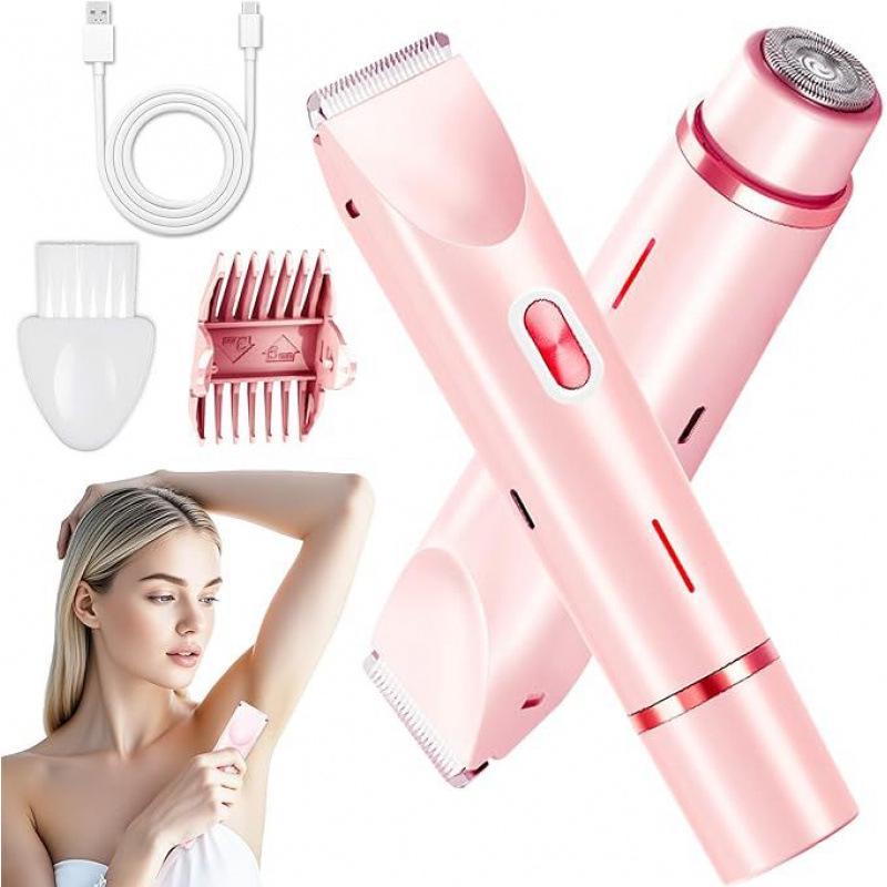 Women's Waterproof Electric Razor: Double-Head Shaver for Dry & Wet Use, Full Body Hair Removal