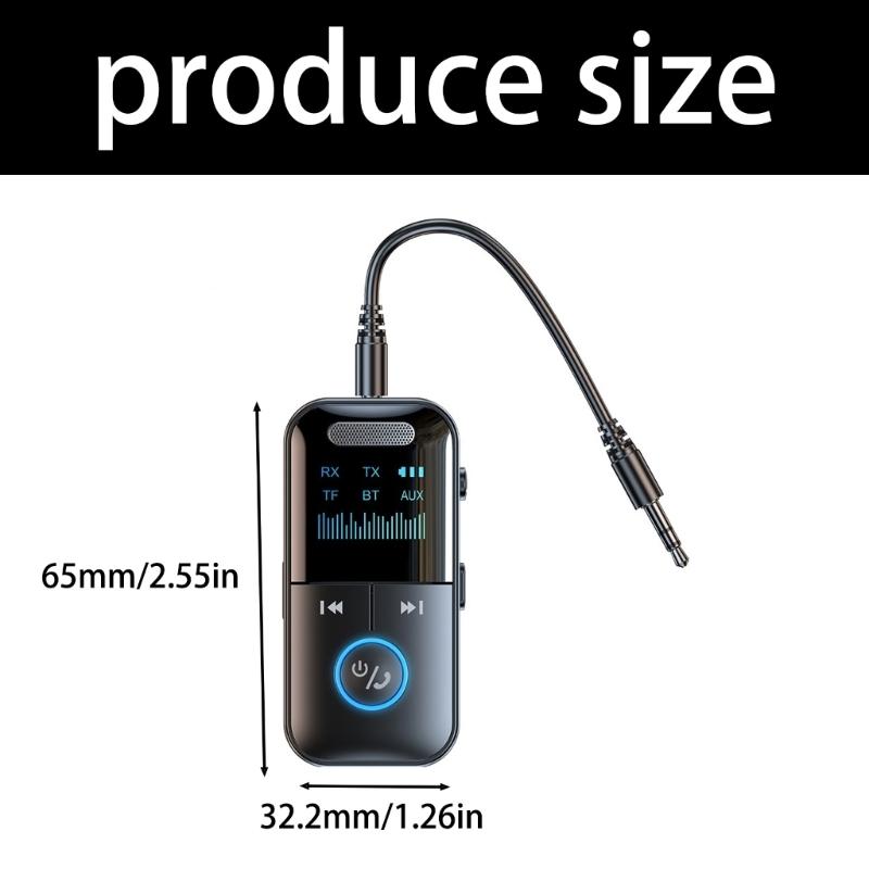 Double Mode Bluetooth-compatible 5.4 Auditory Adapter With TF Card Playbacks Clear Display 10M Wireless Ranging 200mAh