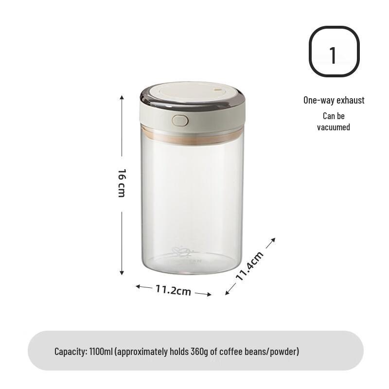 Вакуумная стеклянная банка для хранения кофе 1100ml