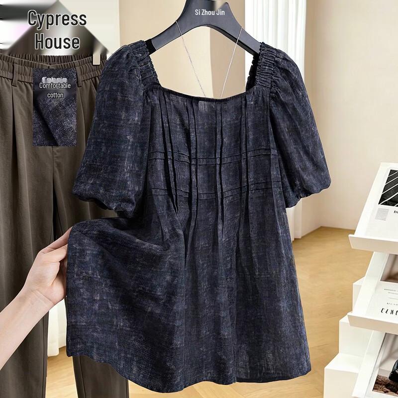 Women s Elegant Square Neck Puff Sleeve Blouse M
