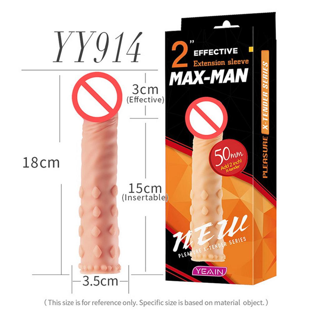 Reusable Penis Sleeve Extender Realistic Penis Condom Silicone Extension Sex Toy for Men Cock Enlarger Condom Sheath Delay