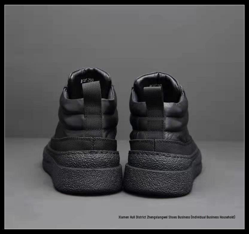 Herren Trendige High-Top Stiefeletten: Herbstliche Lässige Plus Samt Leder Rindsleder Schuhe