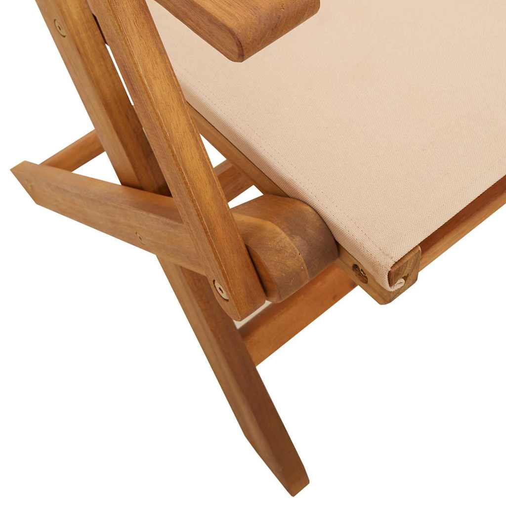 Garden Chairs 2 pcs Beige Solid Acacia Wood & Fabric