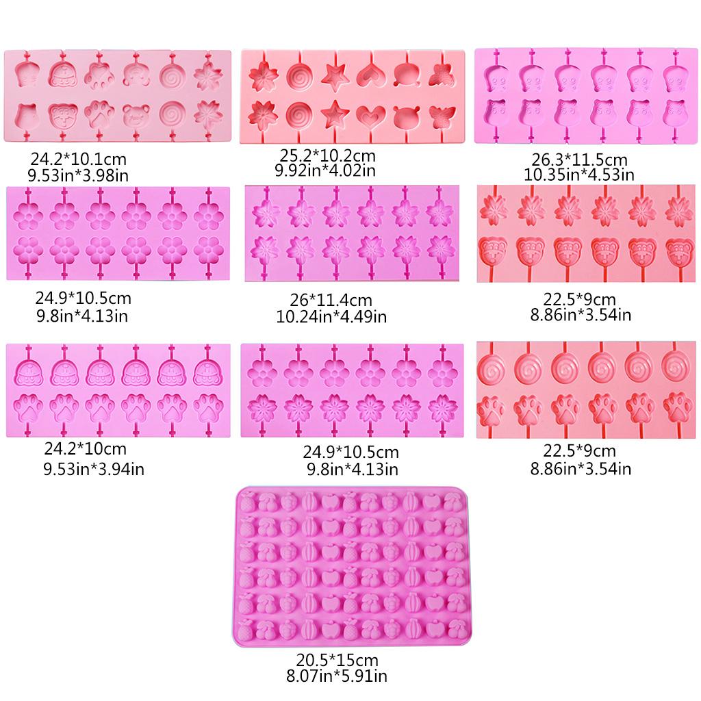 12/66 Cavity Silicone Hard Candy Molds Gummy Chocolate Molds for Lollipop Candy