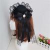 Ribbon Bowknot Veil Small Hat with Hair Clip Fashion Headwear Women Teens Halloween Hair Bows Masquerades Party Headwear