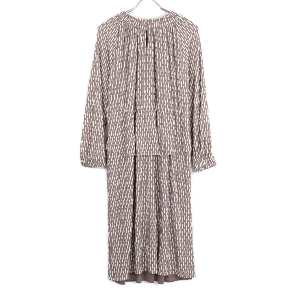 Mila Schoen Beige all-over print dress dress 44 BrownUsed