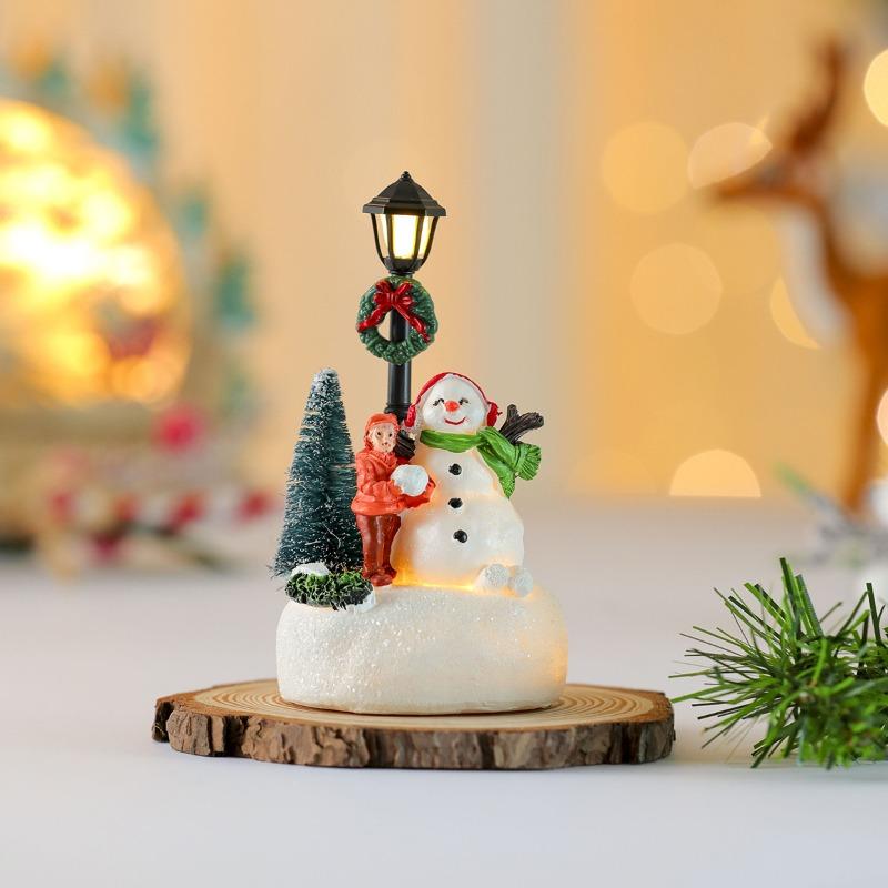 New Luminous Christmas Resin Ornaments, Small House Christmas Decorations, Street Lamp Ornaments, Christmas Gifts