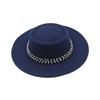 European and American New Autumn and Winter Wool Woolen Big-brimmed Jazz Hat Female Concave Top Black Top Hat Pearl Rhinestone Felt Hat