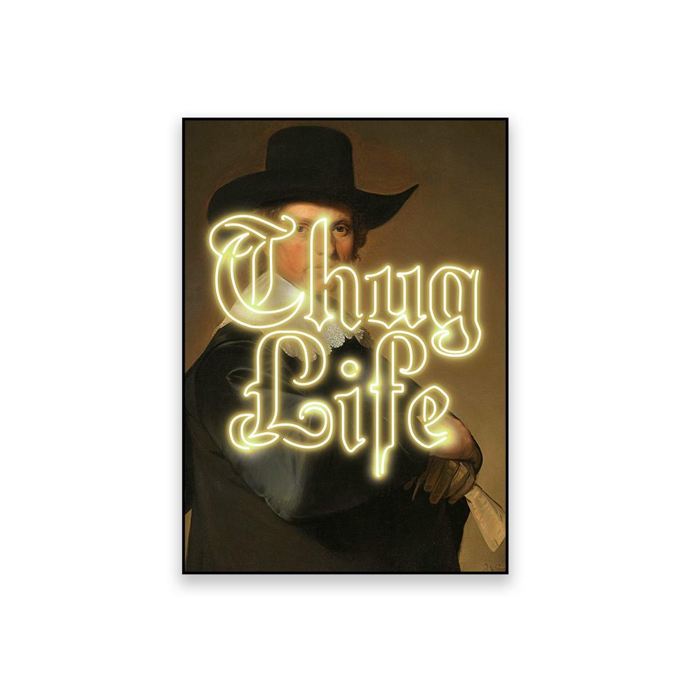 

Смішний старовинний олійний живопис Плакат Thug Life Neon Altered Art Print Dark Black Flower Retro Canvas Painting Home Room Decor 21x30 No Frame