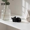 Sleeping Cat Statue Geometric Figurine, 3D Printed Minimalist Statue, Figurine with Smooth Finish Abstract Animal Sculpture for Desk Shelf Home Office
