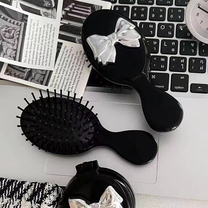 Cute Mini Folding Bow Comb with Air Cushion & Mirror